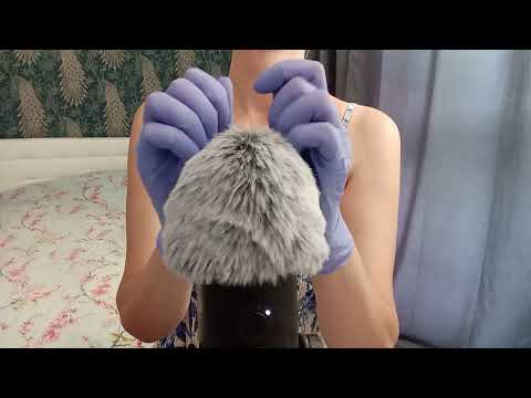 ASMR Pure Tingles:  Violet Gloves &  Fluffy Mic (No Talking)