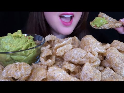 ASMR Fried Pork Skin & Guacamole EXTREMELY SATISFYING Crunchy Eating Sounds!