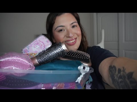 ASMR| Brushing your hair with different brushes- (bristle sounds & personal attention 😴)