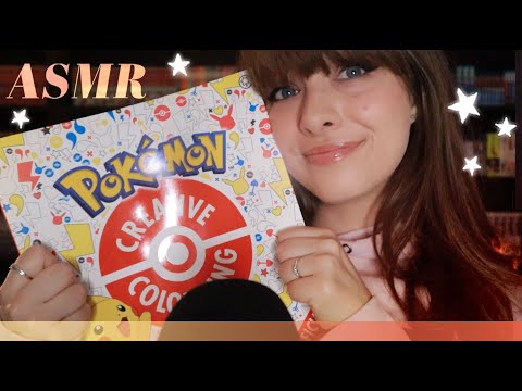 ASMR🖍️ Pokemon Colouring Book! Marker & Pencil Sketching Sounds & Whisper Ramble