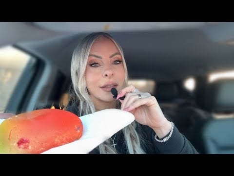 ASMR Clicky Whisper Trying The Viral Fruit 🍎 Pastries In My Car 