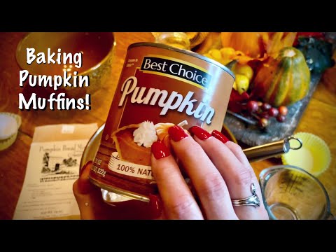 ASMR Baking Pumpkin Muffins! (No talking) Mixing & measuring! Birds & crows! Paper crinkles & more!