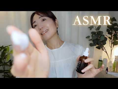 【ASMR】眠らせにきた自然派コスメショップの美容部員🌿 赤み肌をやさしく整えるスキンケア＆ベースメイク【ロールプレイ】