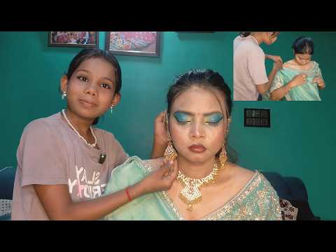 Riya’s Soothing Traditional Makeup ASMR 💄🌸 | Saree Pallu Styling & Beautiful Jewellery ✨❤️