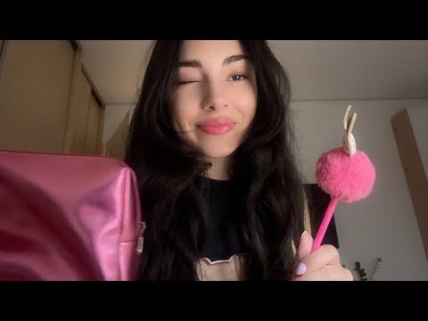 ASMR ONLY PINK TRIGGERS | tapping, whisper