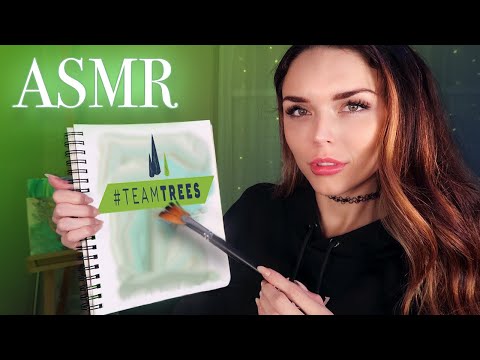 ASMR | Bob Ross Inspired Painting ASMR for #TEAMTREES