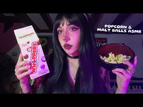 Popcorn & Malt Balls Mukbang ASMR | Eating Sounds, Tapping, Rambling, Whispering