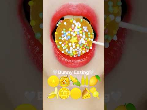 asmr yellow emoji food eating sounds challenge 노란색 이모지 먹방