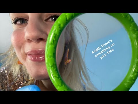 [ASMR] There’s something on your face *Using random stuff to remote it* (Gloves, Magnifying glass…)