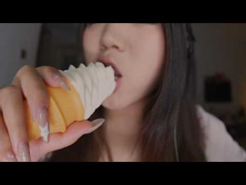ASMR Pretend to eat chewing sound! Slippery~「FAKE FOOD」