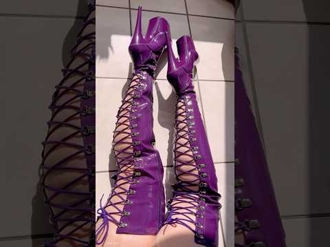 Here’s how my Adore-3063 look from the back with the lacing🔥💜 #heels #boots #thighhighboots #shiny