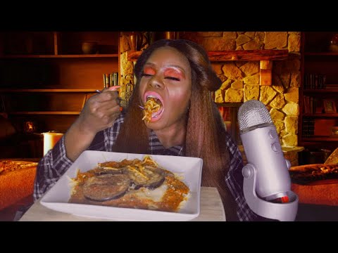 EGGPLANT SPAGHETTI ASMR EATING SOUNDS