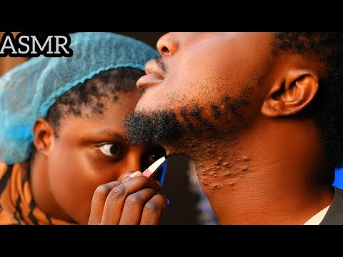 ASMR relaxing beard nitpicking,neck massage,no talking ingrown hair pullout, ear and nape massage 