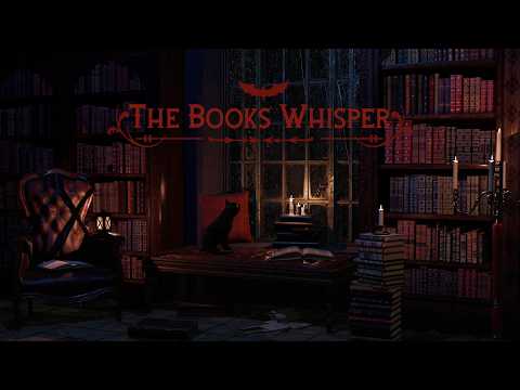 Gothic Library | rain, thunder, page-turning, whispers | ASMR Ambience | No AI