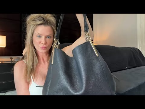 ASMR Rummaging through my Leather Purse Tote Bag👜