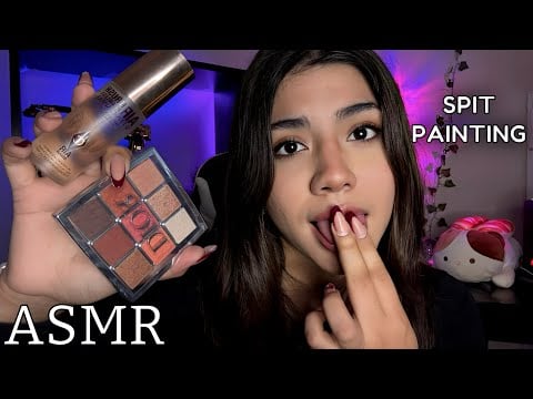 ASMR ESPAÑOL / SPIT PAINTING CON MAQUILLAJE de LUJO + INTENSO con MUCHA BABA