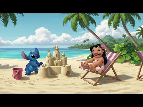 Lilo & Stitch | Ambience & Hawaiian Music | Tropical Beach with Ocean Sounds for Relaxing + Ukulele