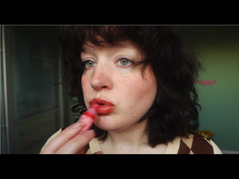 ASMR lipgloss sounds and ramble (chatting, whispers, lipgloss application, mouth sounds)