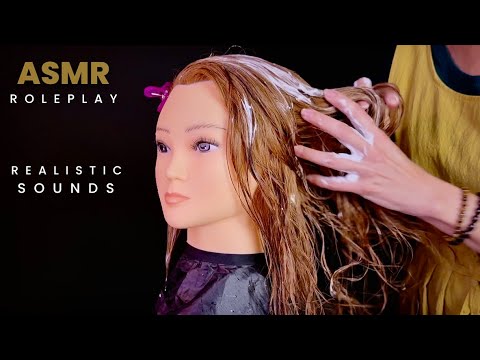 ASMR Parrucchiera Roleplay Piega con Schiuma su Alice e Hairdryer Sounds [suoni realisitici]