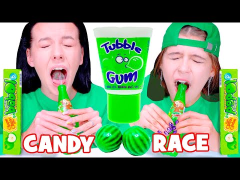 ASMR Candy Race Only One Color Food Green Candy Mukbang