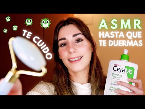 ASMR 💚 TE CUIDO CUANDO ESTÁS ENFERMO 🤧 SKINCARE nocturno 🌜 Roleplay en ESPAÑOL (parte 2)