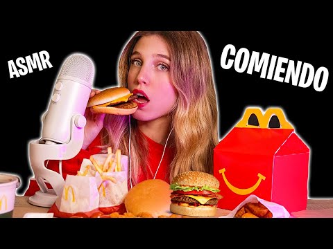 ASMR COMIENDO MCDONALDS 🍔 CRUJIENTE Y RELAJANTE (Mouth sounds) Comiendo todos los menús Happy Meal 🍟