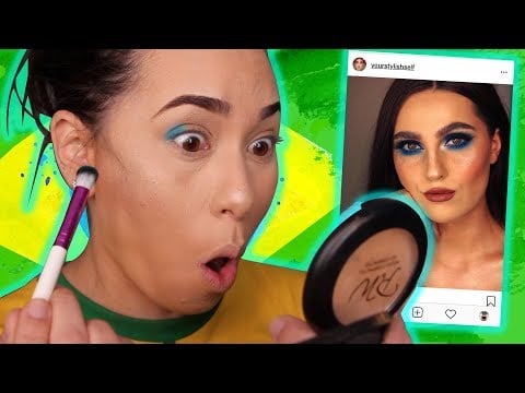 IMITEI A MAKE DE UMA GRINGA! MAKE AZUL PARA COPA 2018