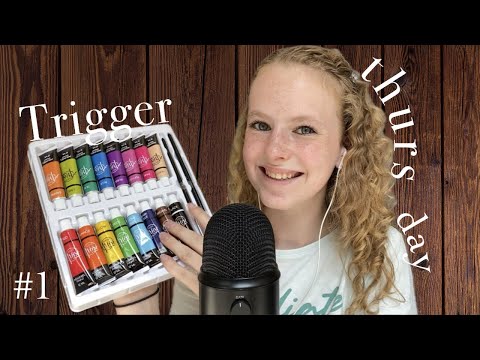 Paint Unboxing ASMR 🎨🖌️✨ + mic/face brushing, this or that || #triggerthursday