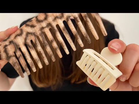 ASMR Brushing your hair + putting your hair up | lo-fi | actual camera touching | no talking