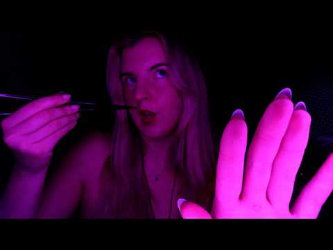 ASMR | Close Up Mouth Sounds *Eating Your Negativity* (hand movements and brushing)