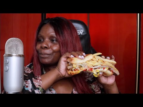 Dominos Hot Vegetarian Sandwich ASMR Eating Sounds