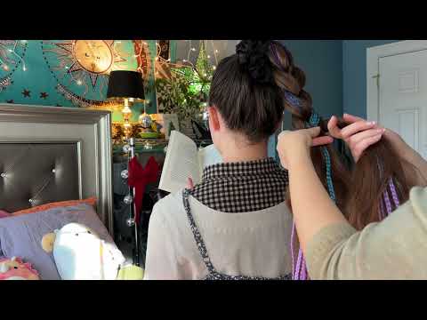 ASMR Braiding my sister's (very) long hair