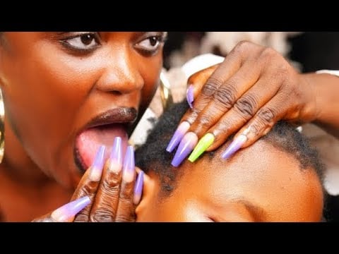 ASMR ✨No Gum Talking, Long Nails Fake Spit Painting, Cornrow Scalp Scratching & Relaxing Head Massag