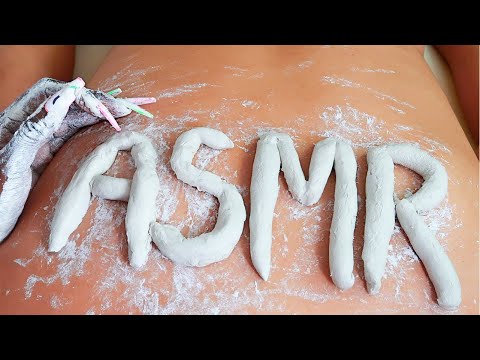 Molding the words “ASMR” on his back with clay | So tingly ☁️ | Fast ASMR.