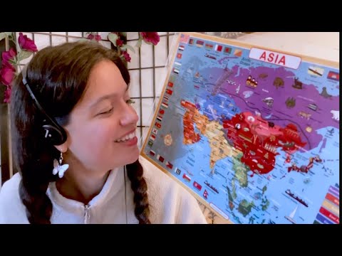 asmr • soft geography teacher | map of Asia | (part II. capitals)