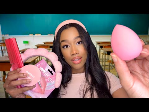 ASMR Preppy Girl Gives You a Preppy Makeover in Class ✨💗💄 ASMR Makeover Role-play