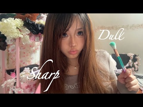 ASMR 🪡 sharp or dull? | guessing game | mic brushing & scratching