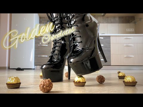 Pea’s Boots vs. Golden Chocolates! Oddly Satisfying Food Crushing! ASMR