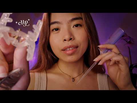 ASMR Scalp Tingles Before Sleep 🎀📎 Hair Clipping & Hair Parting