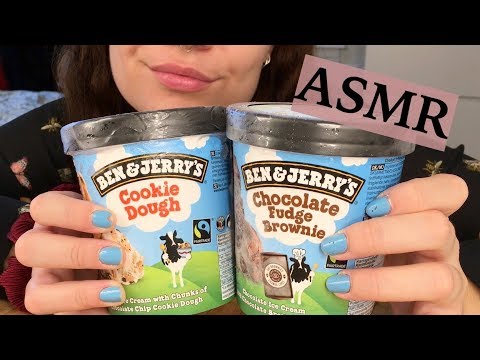 ASMR Ben & Jerry's Cookie Dough and Chocolate Fudge Brownie Mukbang 🍦 먹방 (No Talking) Eating Sounds