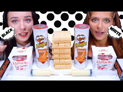 Black VS White Color ASMR Challenge | EATING SOUNDS LILIBU