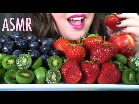 HEALTHY EATING ASMR Fruit Platter [Mini Kiwi, Grapes, Strawberries, Apples] SATISFYING Sounds