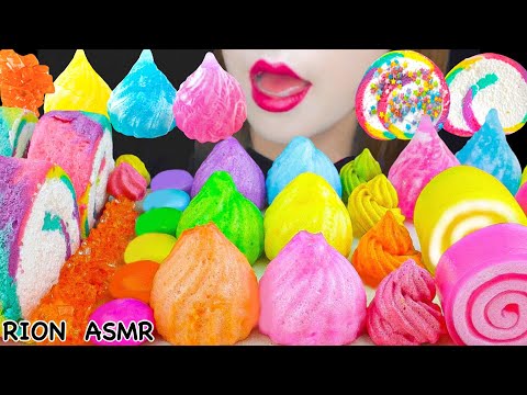 【ASMR】RAINBOW DESSERTS🌈 RAINBOW MARSHMALLOW,FROZEN JELLY,JELLY ROLL UPS MUKBANG 먹방 EATING SOUNDS