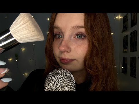 ASMR Inaudible Whispering + Face Brushing ♡