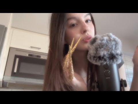 ASMR Fluffy mic cover massage + TINGLY MOUTH SOUNDS 👄