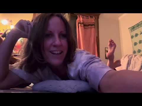ASMR bare feet in the pose chit chatting before Christmas
