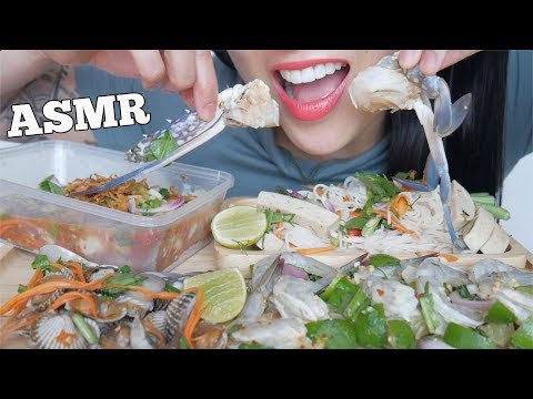 ASMR ยำปูม้ายำหอยกุ้งสด SPICY RAW BLUE CRAB SEAFOOD SALAD (EATING SOUNDS) *ENGLISH SUBS | SAS-ASMR