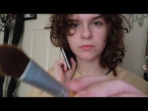 lofi asmr rude girl does your makeup while she's on the phone (soft spoken, personal attention)