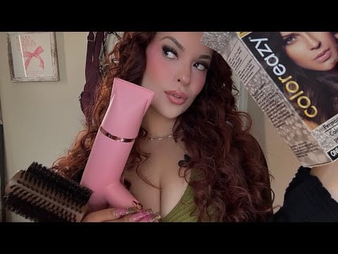 ASMR Hair Salon Roleplay 🎀 Dyeing, Washing, Blowout + Styling Your Hair 