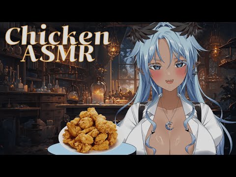 [ASMR / 3DIO] Chicken eating💙 and short Ear licking / Kissing / Talking 💙